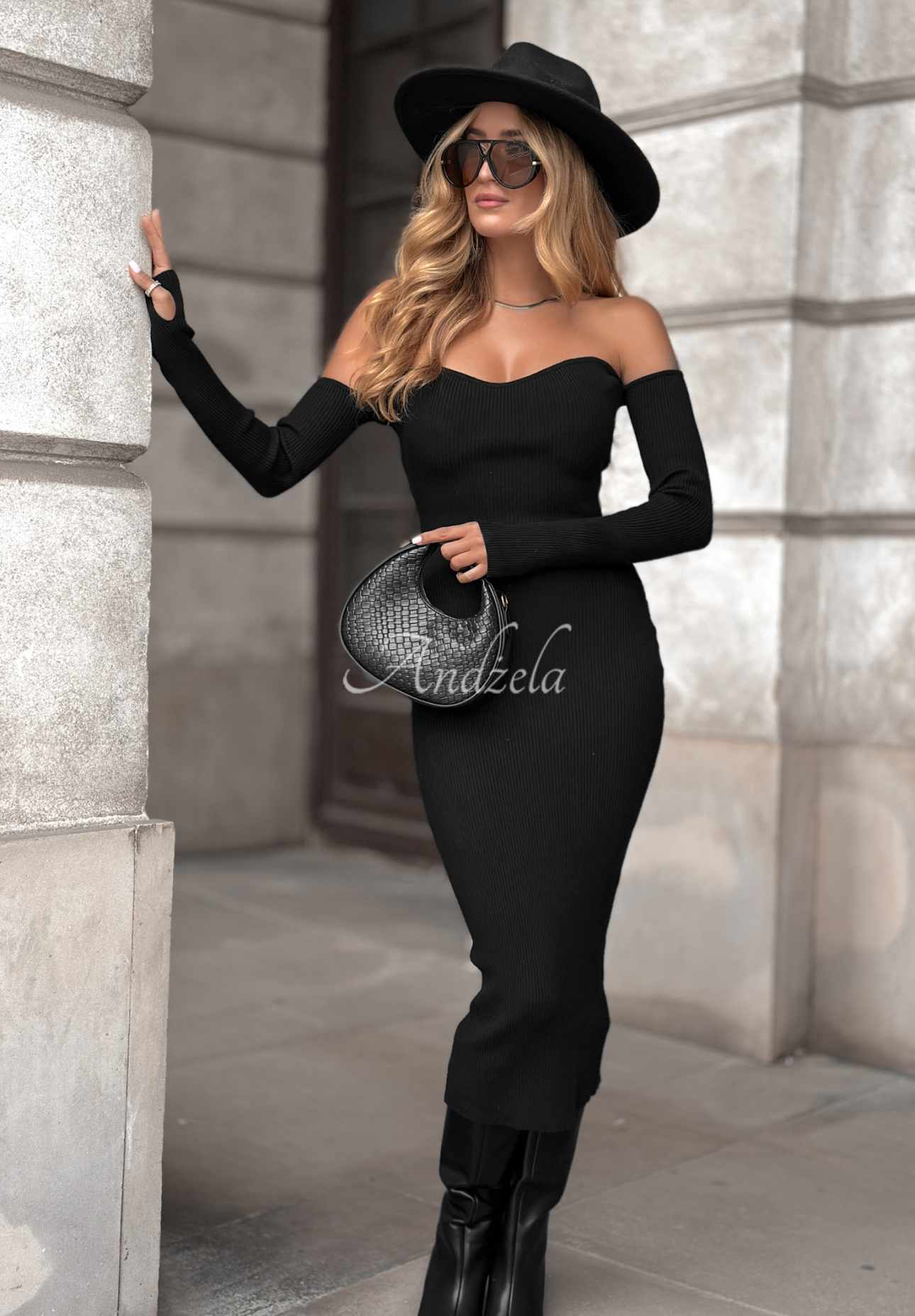 Rebrované šaty bodycon Mrs Delusion čierna