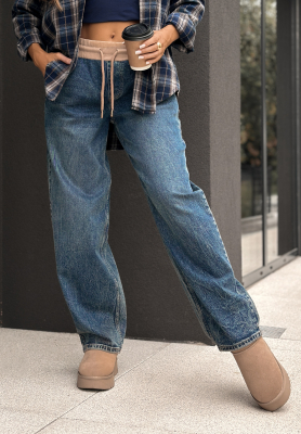 Džínsy wide leg Not Your Type tmavomodré