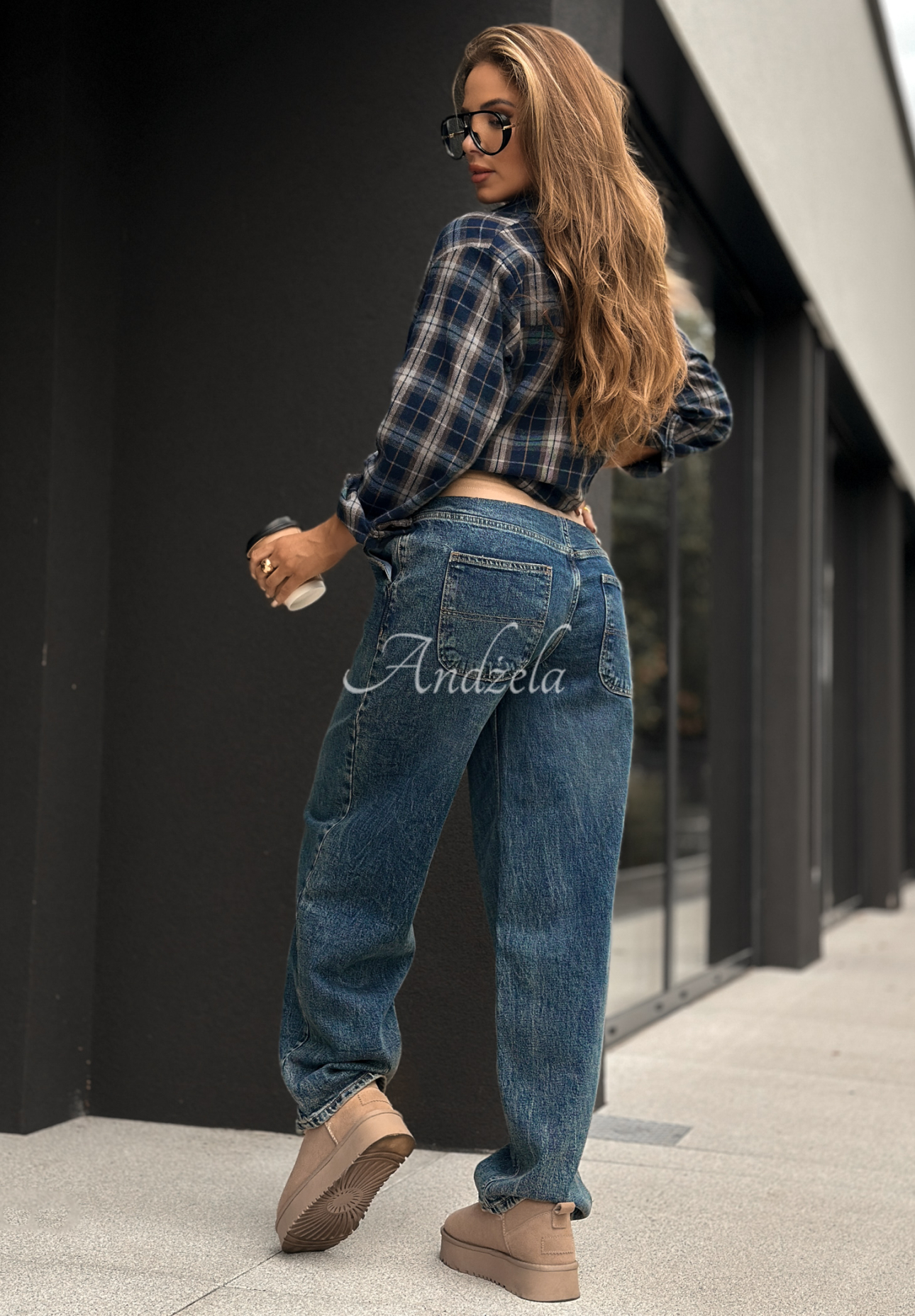 Džínsy wide leg Not Your Type tmavomodré