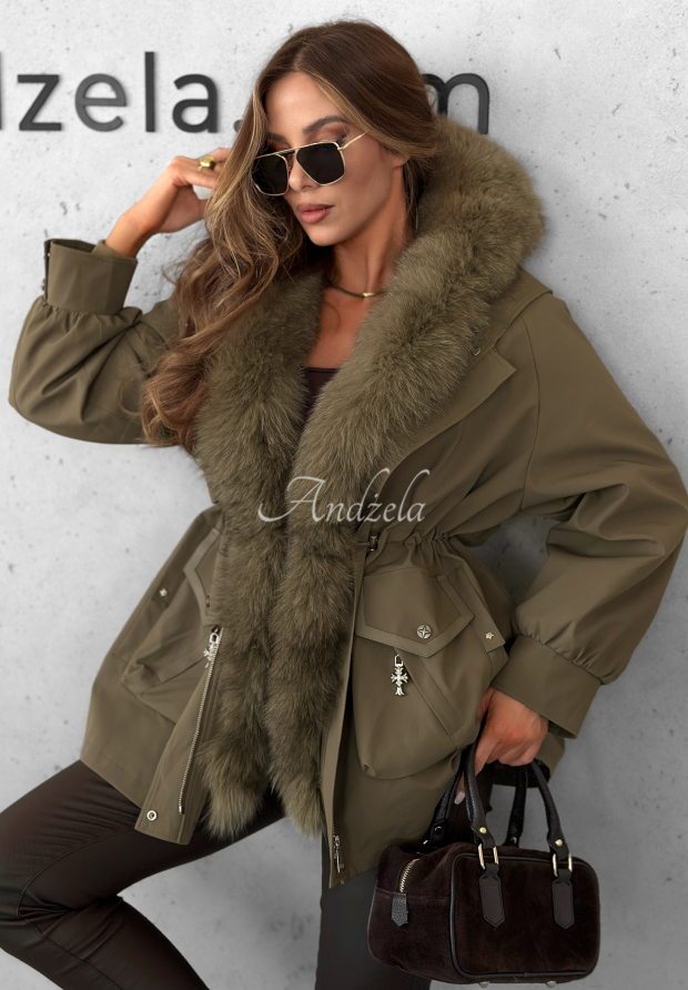Bunda parka s kožu&scaron;inou Already Know khaki
