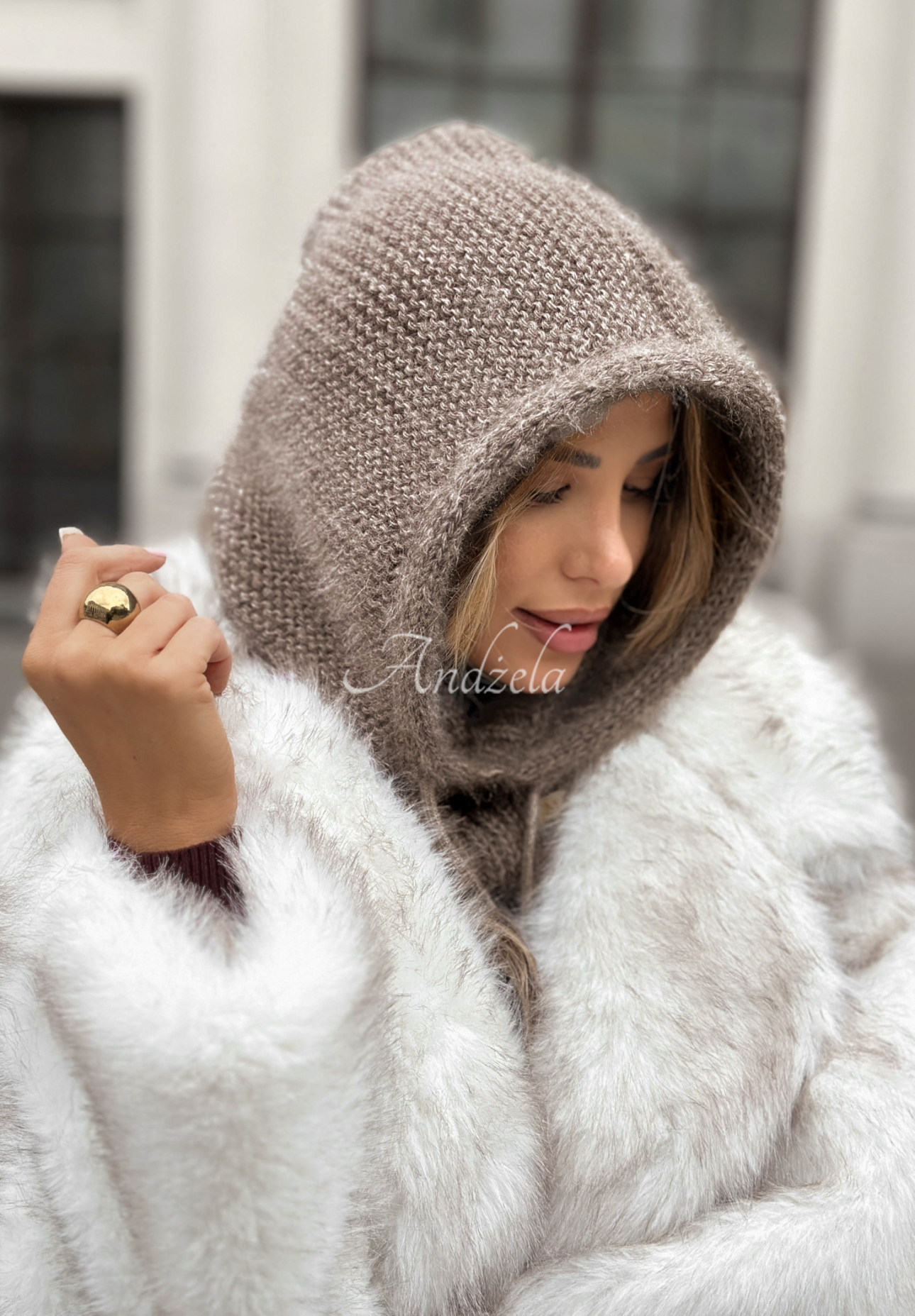 Nákrčník s kapucňou balaclava Winter Park Mokka