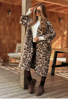Dlhý vlnený kardigan s leopardím vzorom Sultry Fave béžový