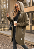 Długa Mikina s kapucňou Peaceful Mind khaki