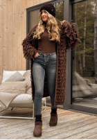 Dlhý kardigan z frędzlami Fringe čokoládový