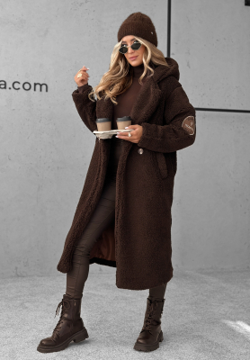 Kabát s kožušinou a kapucnňou Before Frost čokoládový