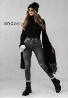 Nohavice džínosové mom fit Give It Everything tmavosivé