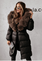 Długa Prešívaná Bunda z futerkiem Ice Kingdom čierna