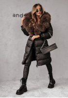 Długa Prešívaná Bunda z futerkiem Ice Kingdom čierna