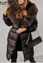 Długa Prešívaná Bunda z futerkiem Ice Kingdom čierna