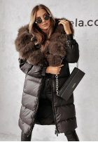 Długa Prešívaná Bunda z futerkiem Ice Kingdom čierna