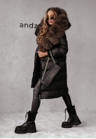 Długa Prešívaná Bunda z futerkiem Ice Kingdom čierna