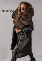 Długa Prešívaná Bunda z futerkiem Ice Kingdom čierna