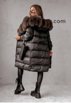 Długa Prešívaná Bunda z futerkiem Ice Kingdom čierna