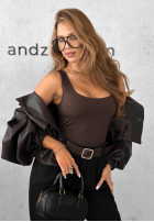 Wiskozowy top z dekoltem All Coming Back čokoládový