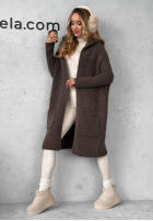 Dlhý kardigan oversize s kapucňou Simply Live čokoládový