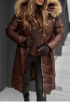 Długa Prešívaná Bunda z futerkiem Hello Cold Days čokoládová II