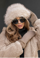 Čiapka bucket hat z futerkiem Winter Cuddles béžová