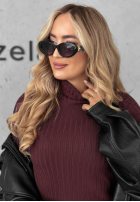Ľahký Rebrovaný Sveter z golfem Restful Pause śliwkowy