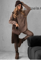 Sveter oversize s kapucňou Carra čokoládový
