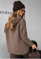 Sveter oversize s kapucňou Carra čokoládový