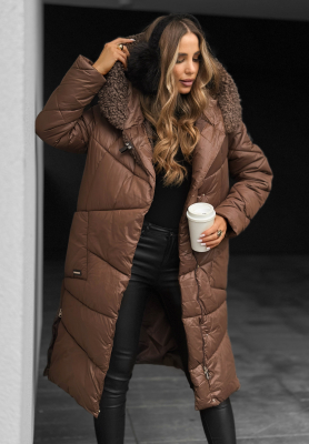 Prešívaná bunda s kožušinou October Leaves čokoládová