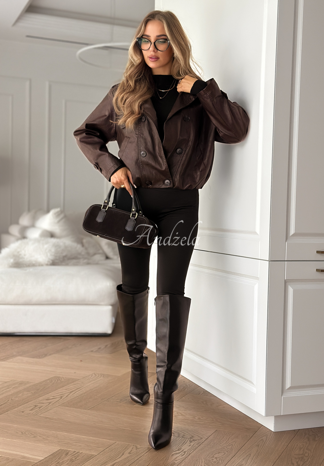 Kožená bunda s gombíkmi Don’t React čokoládová