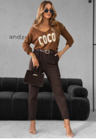 Sveter z nadrukiem Coco čokoládový