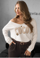 Sveter z nadrukiem Coco ecru