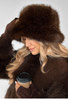 Čiapka bucket hat z futerkiem When Snow Falls čokoládová