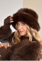 Čiapka bucket hat z futerkiem When Snow Falls čokoládová
