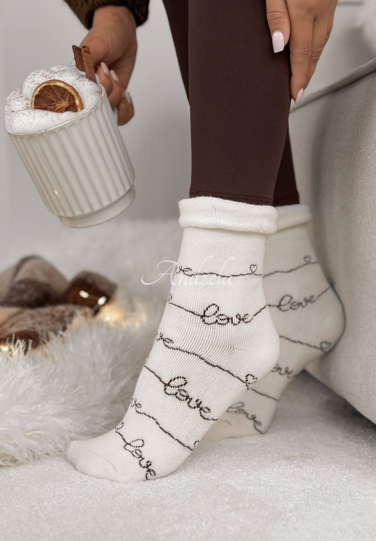 Dlhé ponožky so vzormi Chilly Days biele