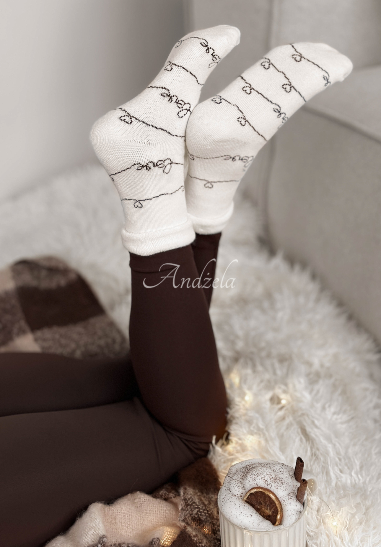 Dlhé ponožky so vzormi Chilly Days biele
