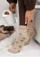 Dlhé skarpetki z nadrukiem Sugar Snow béžové