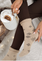 Dlhé skarpetki z nadrukiem Sugar Snow béžové