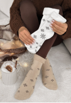 Dlhé skarpetki z nadrukiem Sugar Snow béžové