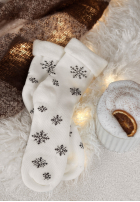 Dlhé skarpetki z nadrukiem Sugar Snow biele