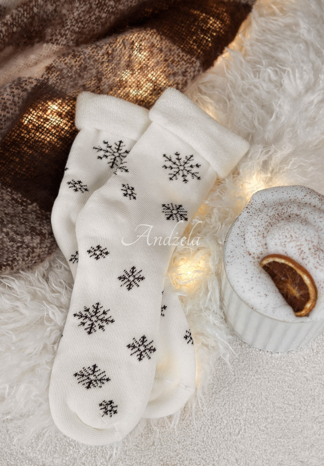 Dlhé ponožky so vzormi Sugar Snow biele