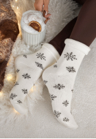 Dlhé skarpetki z nadrukiem Sugar Snow biele