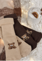 Dlhé skarpetki z nadrukiem Teddy Vibes čokoládové