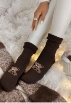 Dlhé skarpetki z nadrukiem Teddy Vibes čokoládové