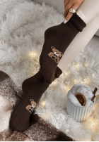 Dlhé skarpetki z nadrukiem Teddy Vibes čokoládové