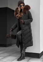 Długa Prešívaná Bunda z futerkiem Wintery Affection čierna