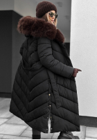 Długa Prešívaná Bunda z futerkiem Wintery Affection čierna
