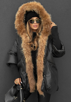 Prešívaná bunda s kožušinou Hello October čierna