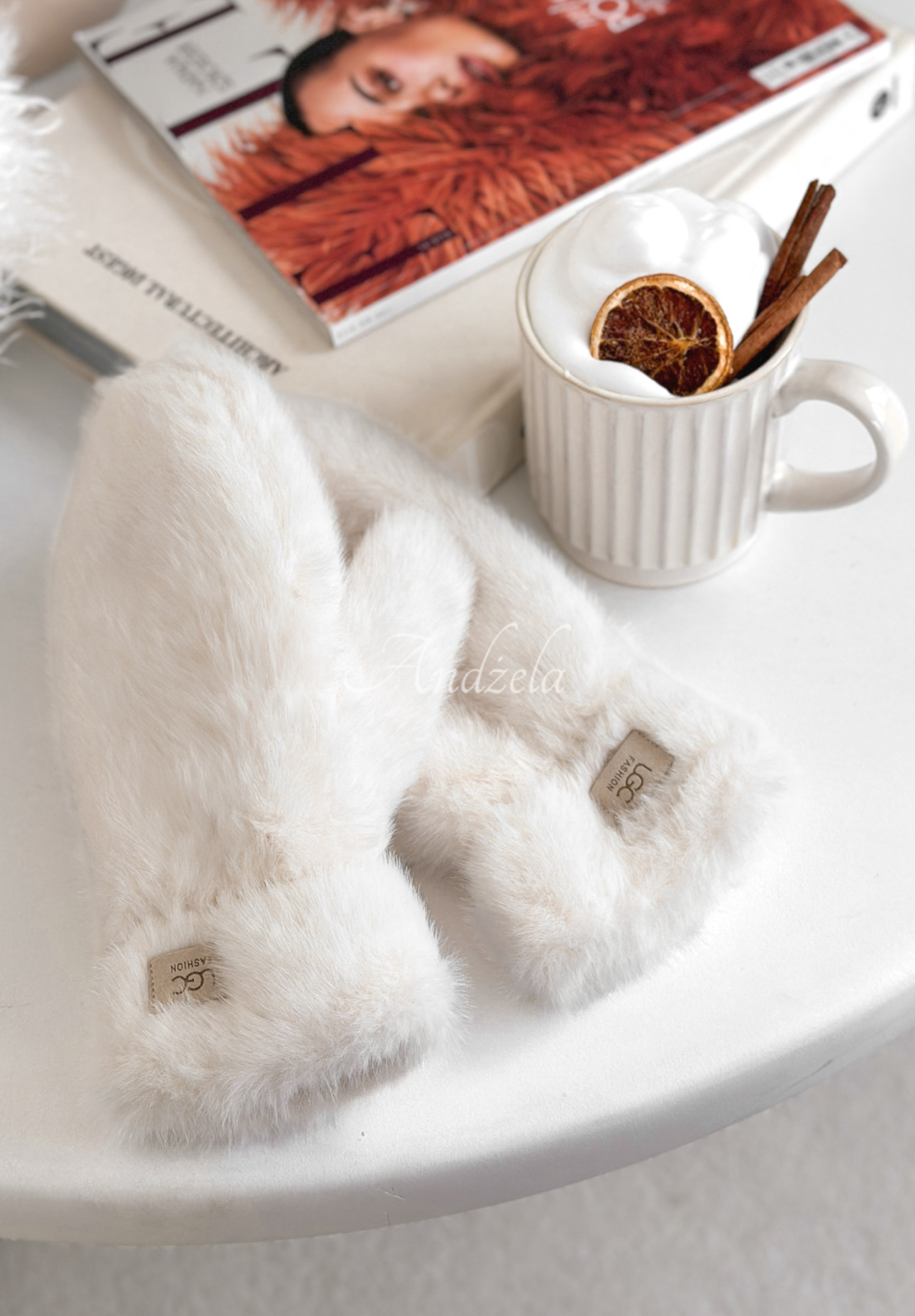 Rukavice s kožušinou Snowy ecru