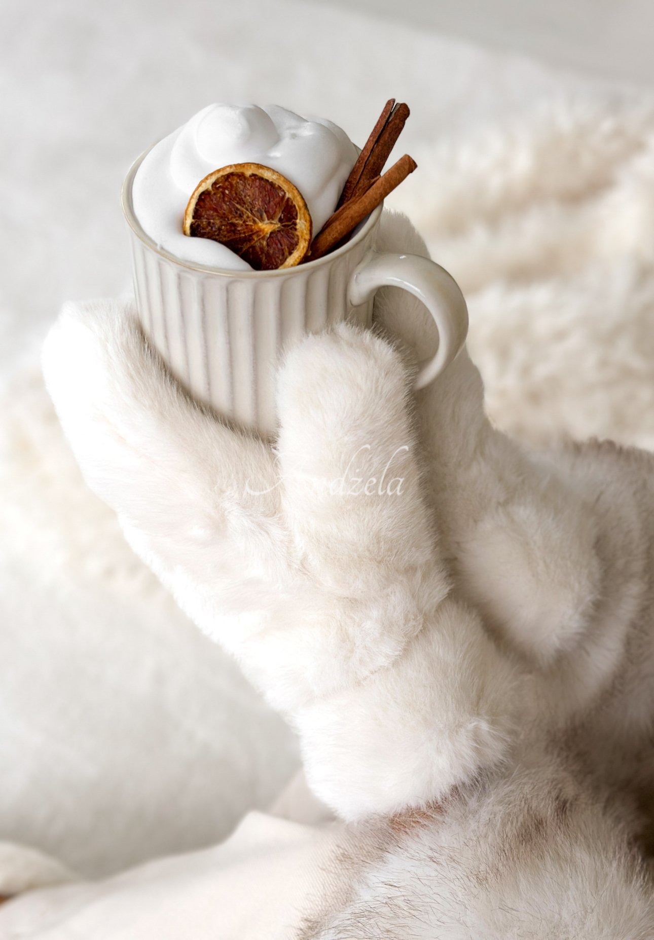 Rukavice s kožušinou Snowy ecru