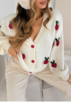 Zapinany kardigan Strawberry Lover ecru