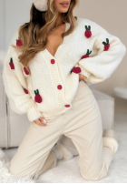 Zapinany kardigan Strawberry Lover ecru