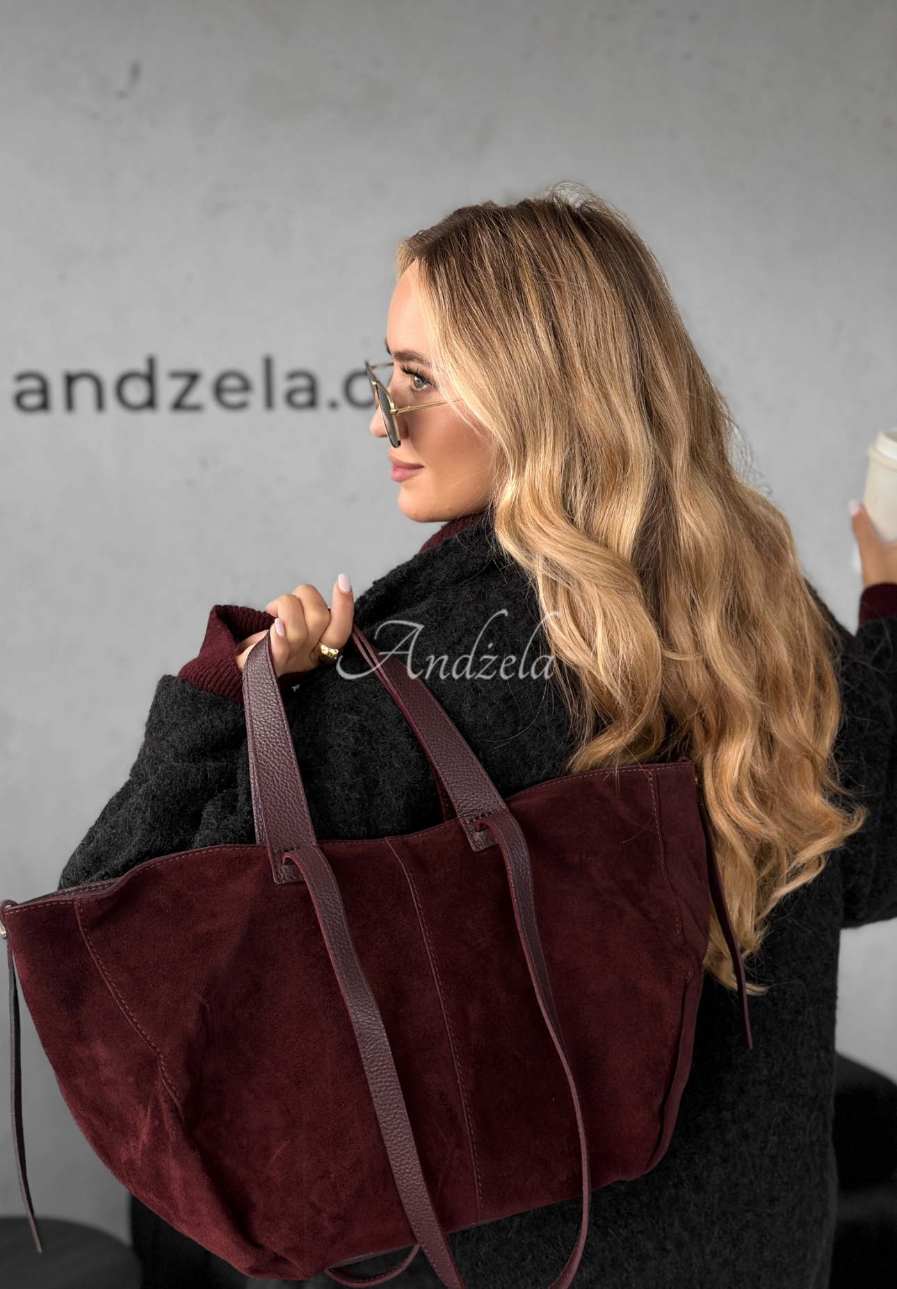 Semišová kabelka Inspirational bordová