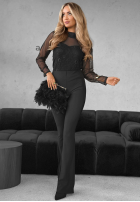 Siateczkowa Blúzka z koronką Divine Lace čierna
